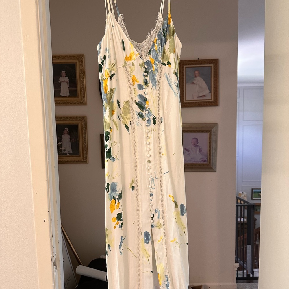 NWOT ANTHROPOLOGIE lace trimmed button-front dress